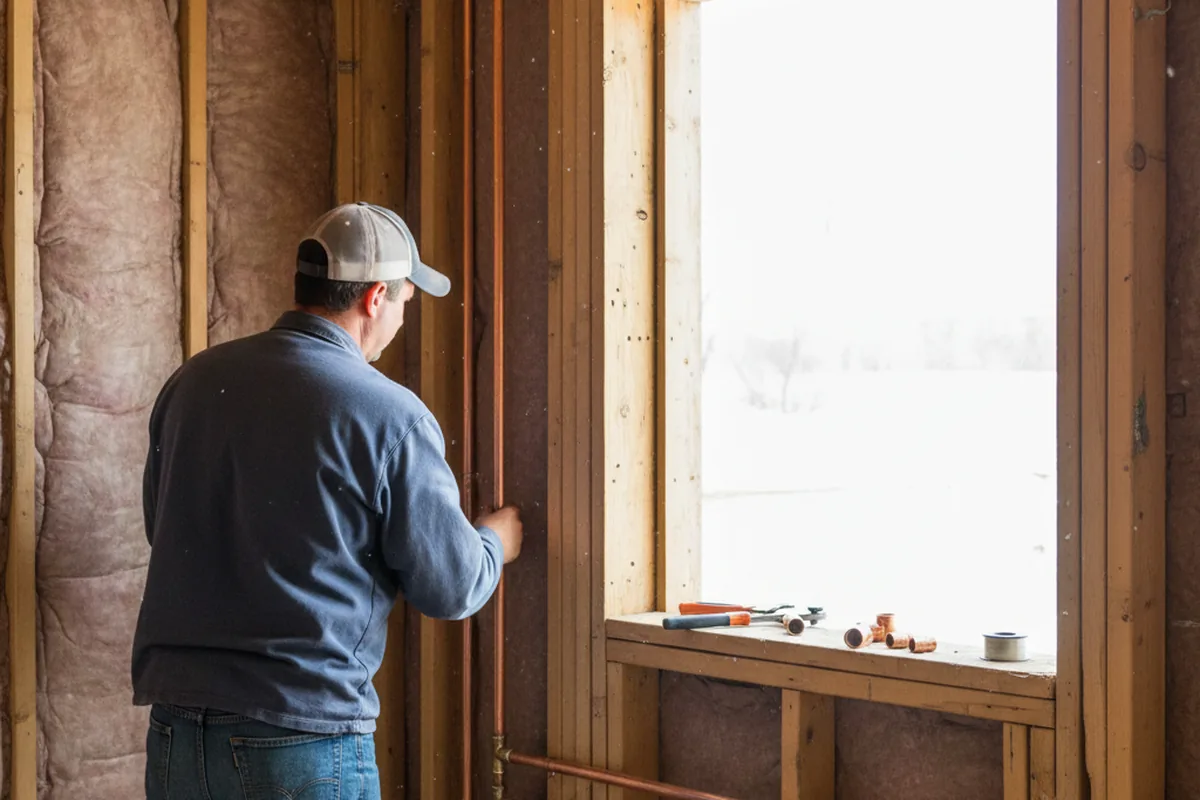 Licensed plumber running new copper supply lines in a Cresson home